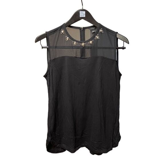 🌟70% OFF🌟Ann Taylor Black Sleeveless Lace Collar Top - Picture 1 of 2